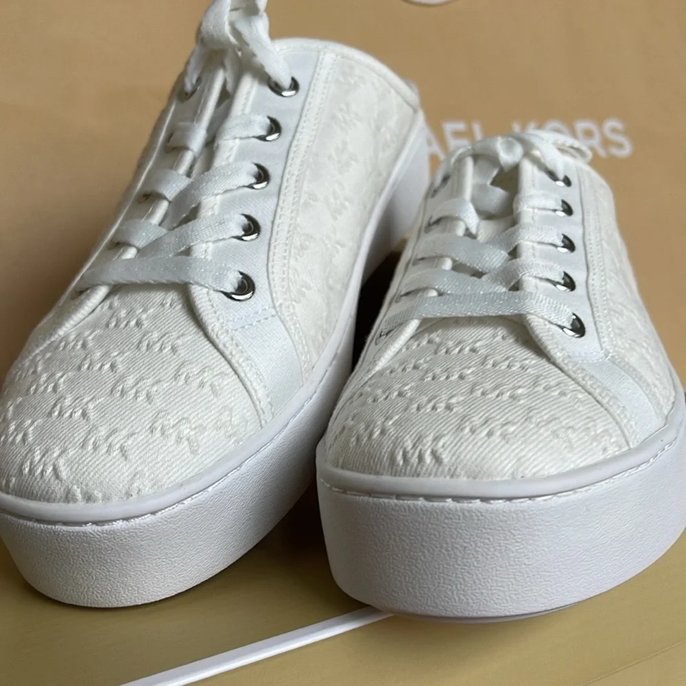 Michael Kors POPPY SLIDE SNEAKERS MK DEBOSSED WASHED DENIM 49T4POFP2D Platforms
